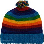 Blue Rainbow Beanie Hand Knit Woolen Hat