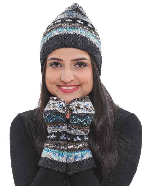 Turquoise Pure Wool Hand Knit Hat