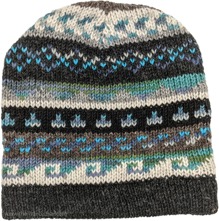 Turquoise Pure Wool Hand Knit Hat