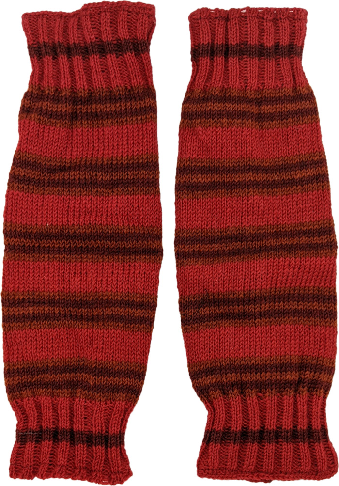 Bloody Red Striped Woolen Leg Warmers