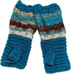 Blue interwoven Wool Silk Fingerless Hand Warmers