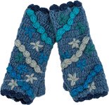 Blue Pottery Woollen Fingerless Hand Warmers