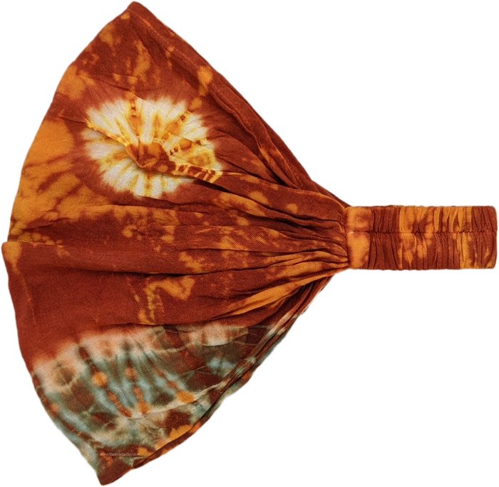 Rustic Orange Tie Dye Hippie Headband in Cotton
