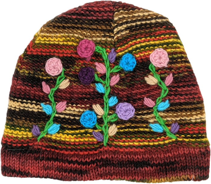 Fall Bloom Unisex Woolen Winter Cap