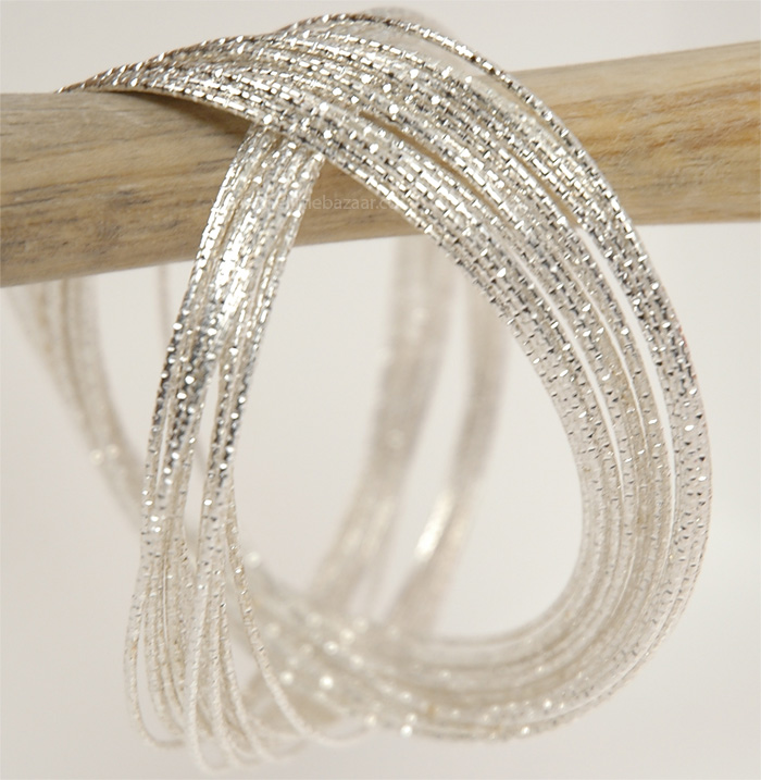 Silver Interlocking Bangle Bracelets