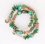 Green Light Beaded Spiral Coil Bracelet