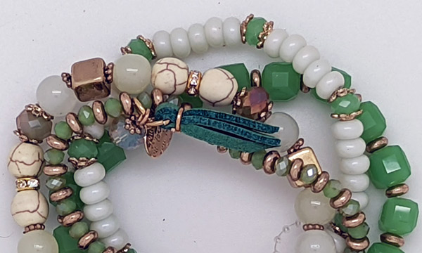Green Galaxy Beaded Multi Strand Wrap Bracelet