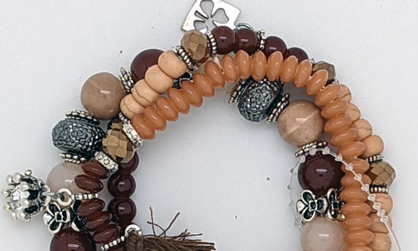 Brown Earth Beaded Multi Strand Wrap Bracelet