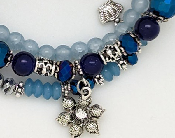 Blue Jean Beaded Multi Strand Bracelet Set