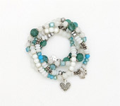 Azure Blue Beaded Multi Strand Bracelet Set