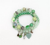 Emerald Green Beaded Multi Strand Bracelet Set