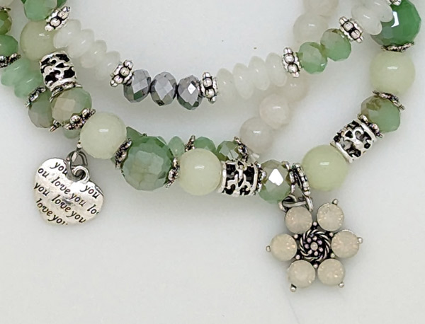 Pearl Green Beaded Multi Strand Bracelet Set