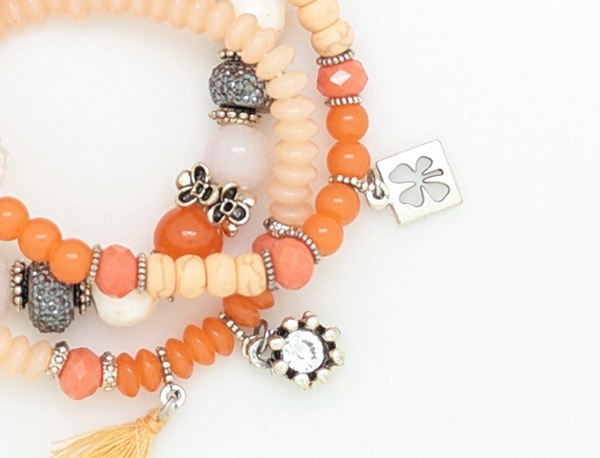 Whisky Orange Beaded Multi Strand Bracelet Set