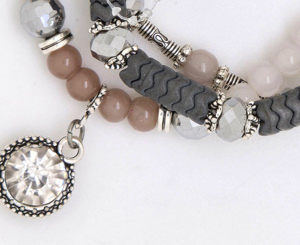 White Evening Beaded Multi Strand Bracelet