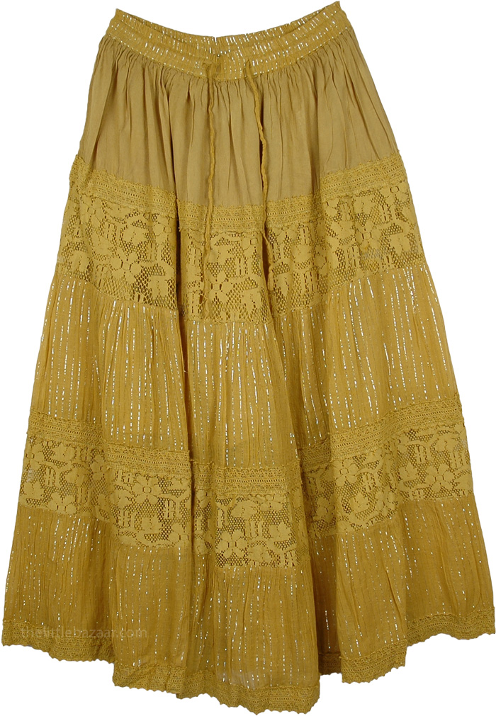 Elegant Chartreuse Alpine Long Skirt