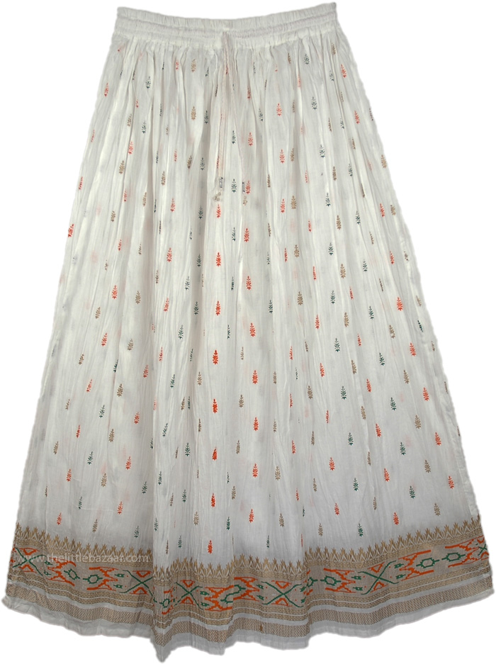 Crinkle Holiday White Skirt