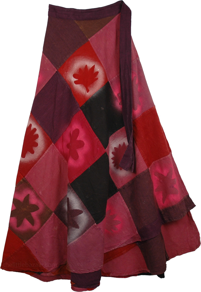 Stonewashed Boho Wrap Cotton Long Skirt