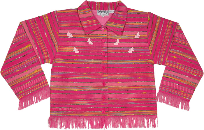 Pink Textured Heavy Cotton Fall Spring Jacket