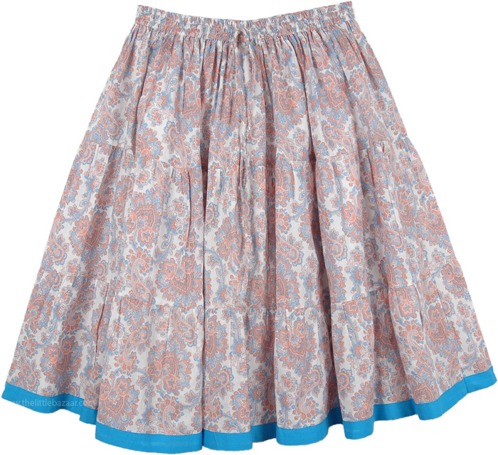 Serenity Floral Full Short Summer Cotton Skirt