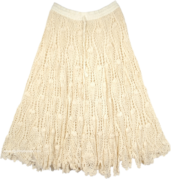 Pearl Ivory Country Style Crochet Skirt