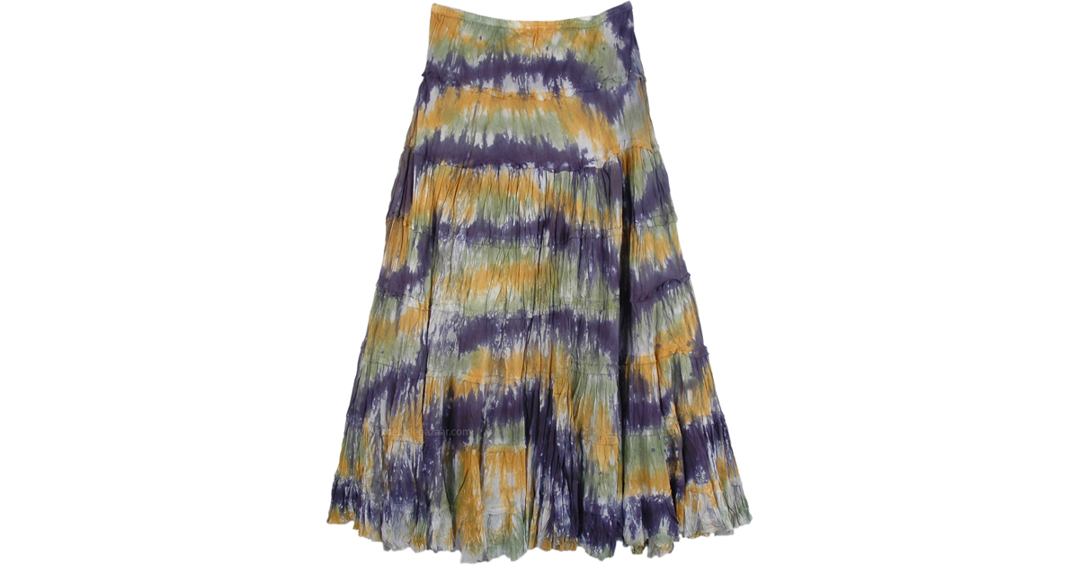 Woodland Dip Dyed Tiered Long Skirt | Blue | Tie Dye