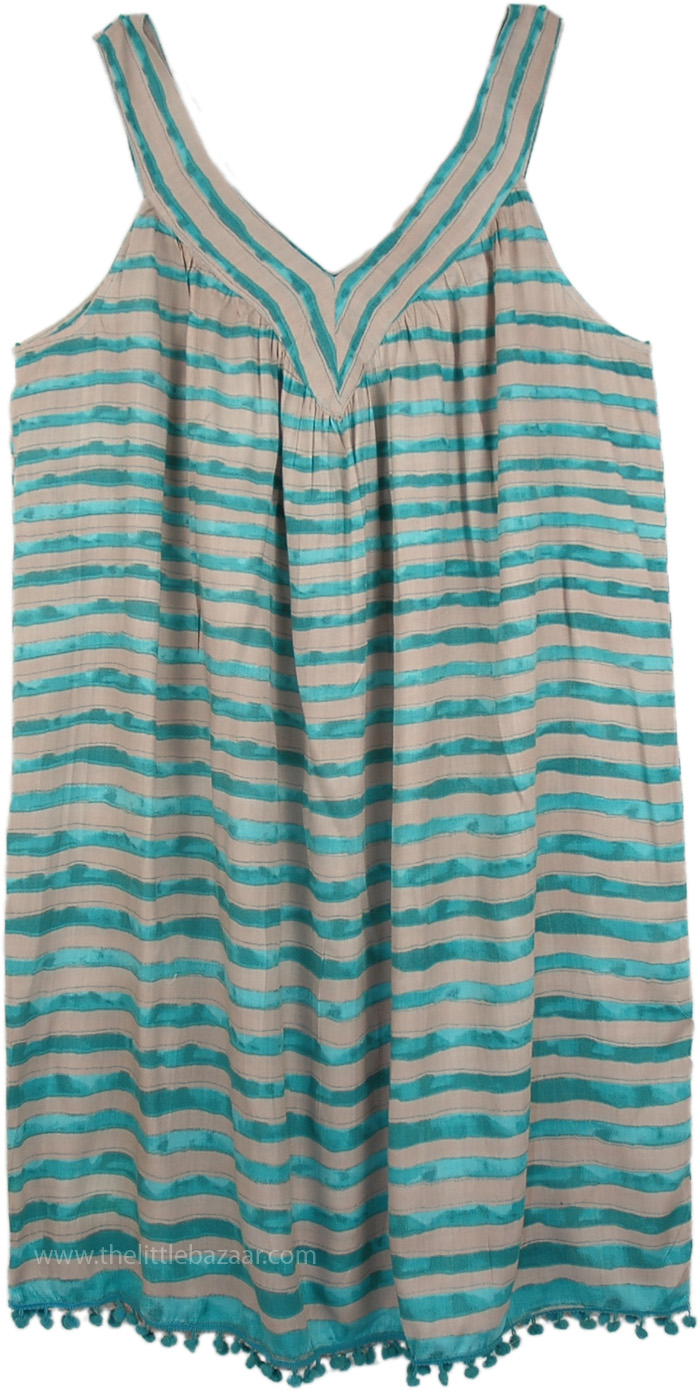 XL Sleeveless Beach Dress Grey and Green