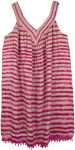 XL Tank Dress in Hibiscus and Beige Stripes