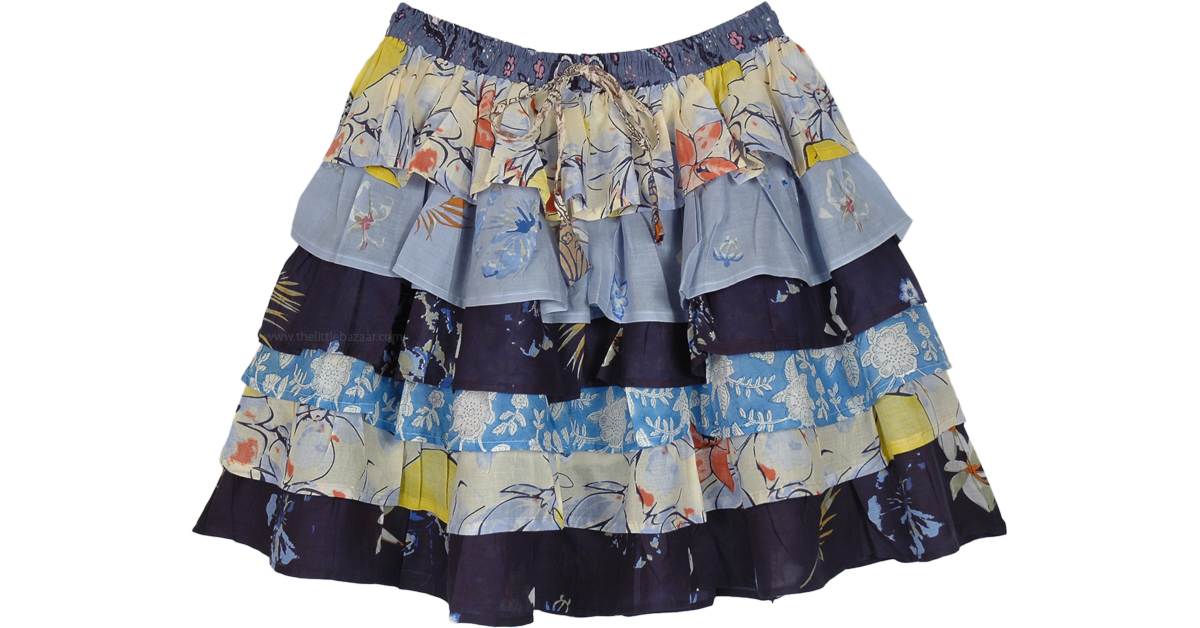 ワンピース Ruffled Layered Wrap Skirt Sky Blue smocked-waist_mini_skirt.jpg?v