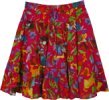 Crimson Red Hip Hop Short Flared Skirt with Floral Tiers