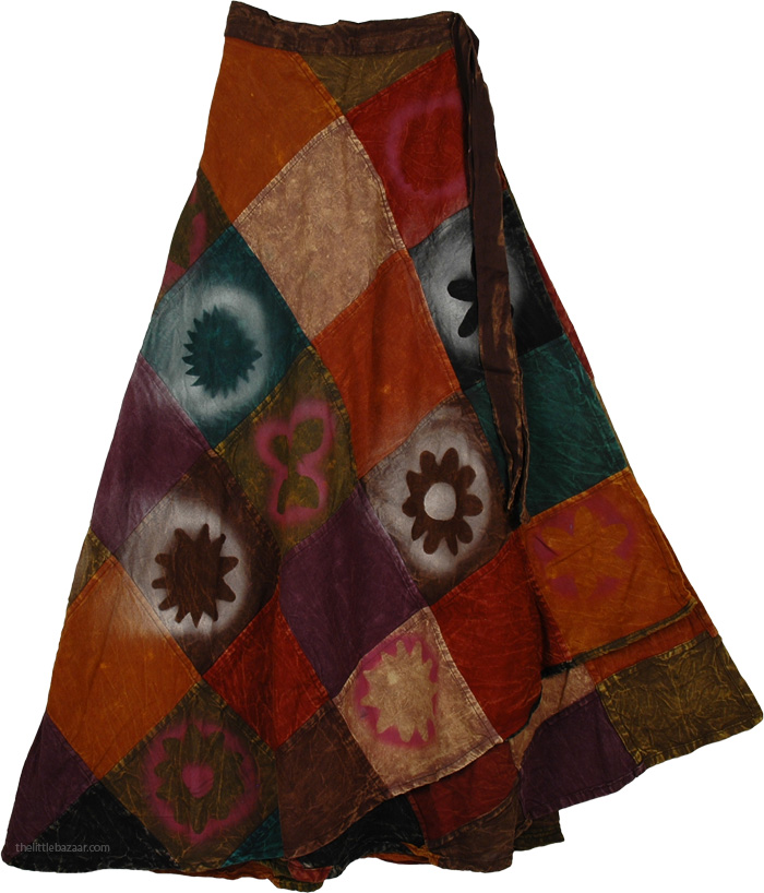 Boho Elate Patchwork Long Cotton Wrap Around Skirt