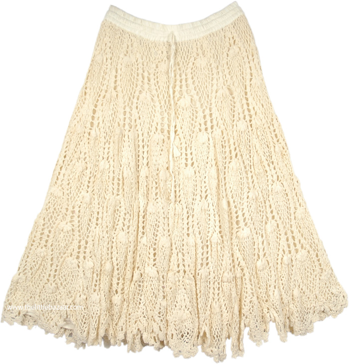 Sale:$24.99 Pearl Ivory Country Style Crochet Skirt | Clearance | Off ...