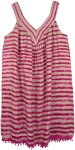 XL Tank Dress in Hibiscus and Beige Stripes
