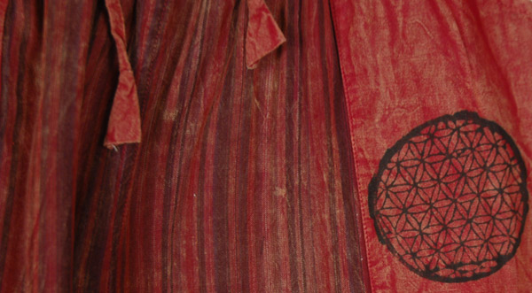 Stripes and Solid Crimson Harem Yoga Pants