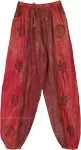 Stripes and Solid Crimson Harem Yoga Pants