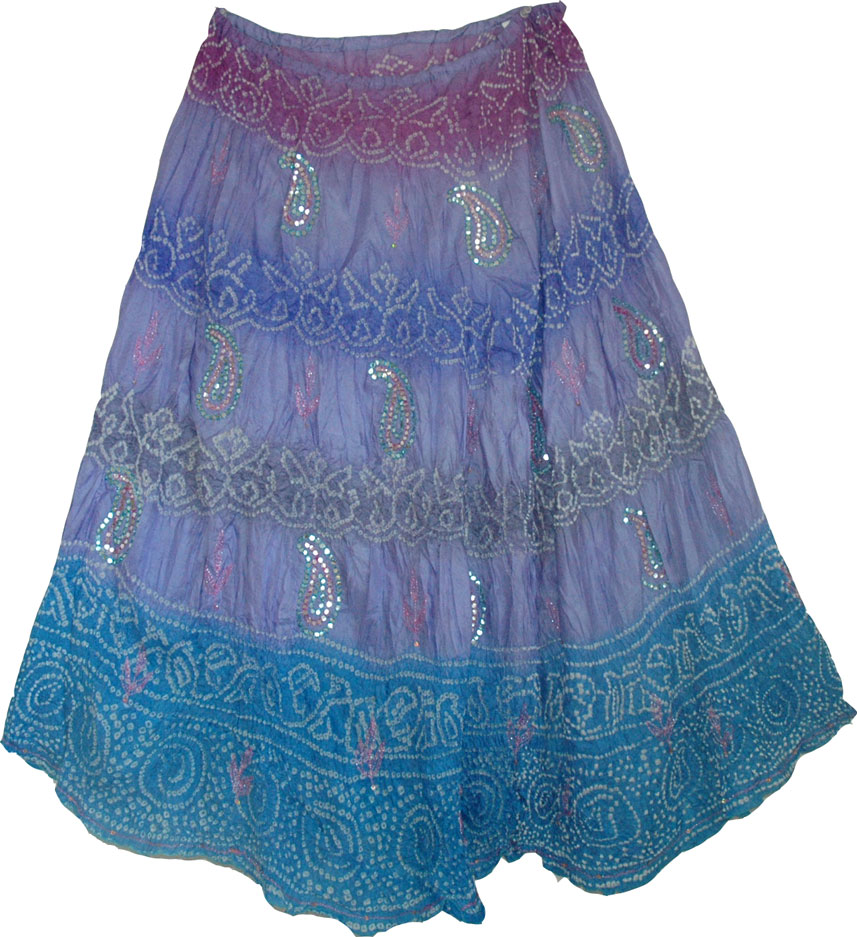Tie Dye Silk Skirt with Sequins