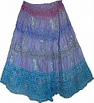 Tie Dye Silk Skirt with Sequins