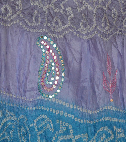 Tie Dye Silk Skirt with Sequins