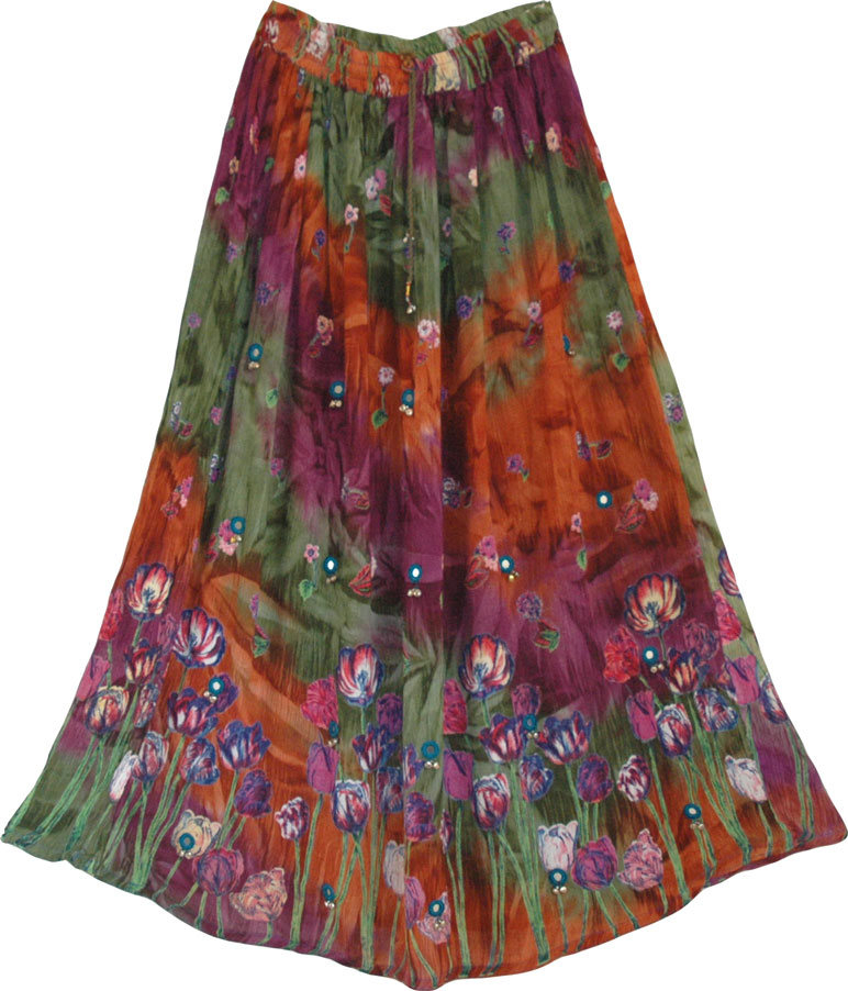 Mixed Terracotta Poppy Skirt
