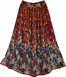 Cognac Floral Skirt
