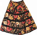 Black Floral Cotton Skirt