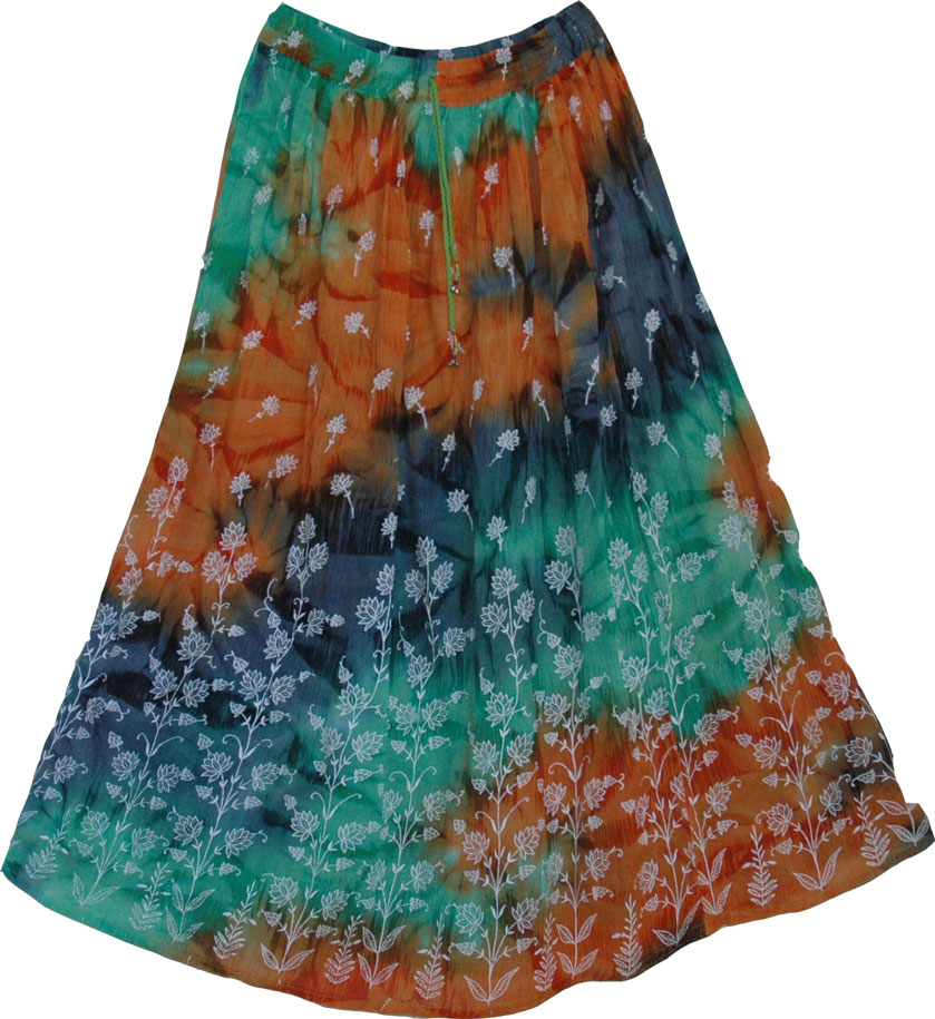 Viridian Copper Long Skirt
