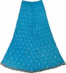 Bohemian Crinkle Skirt in Eastern Blue