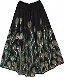 Black Long Skirt  Peacock Batik