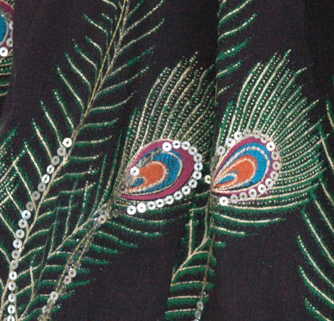Black Long Skirt  Peacock Batik