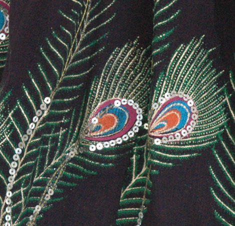 Black Long Skirt Peacock Batik