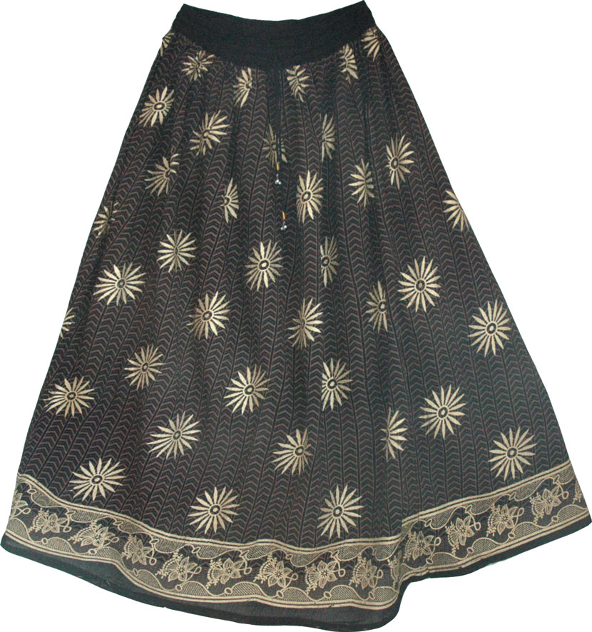 African Boho Black Long Skirt