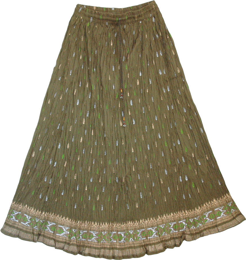 Olive Green Cotton Voile Skirt 