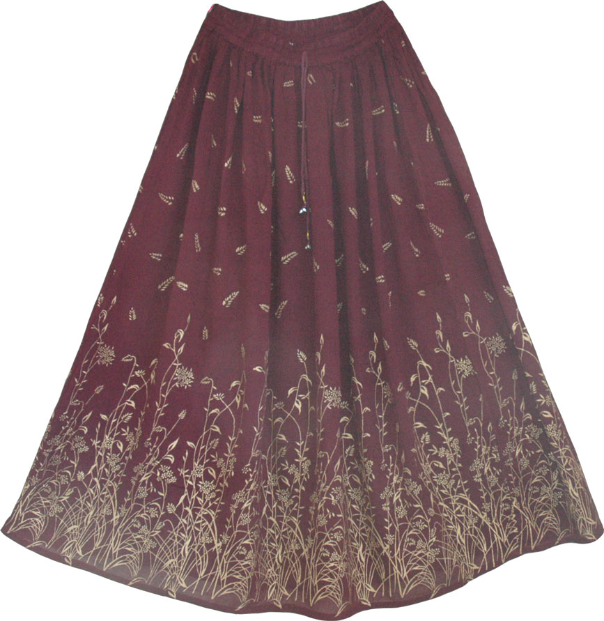 Bordeaux Golden Long Skirts