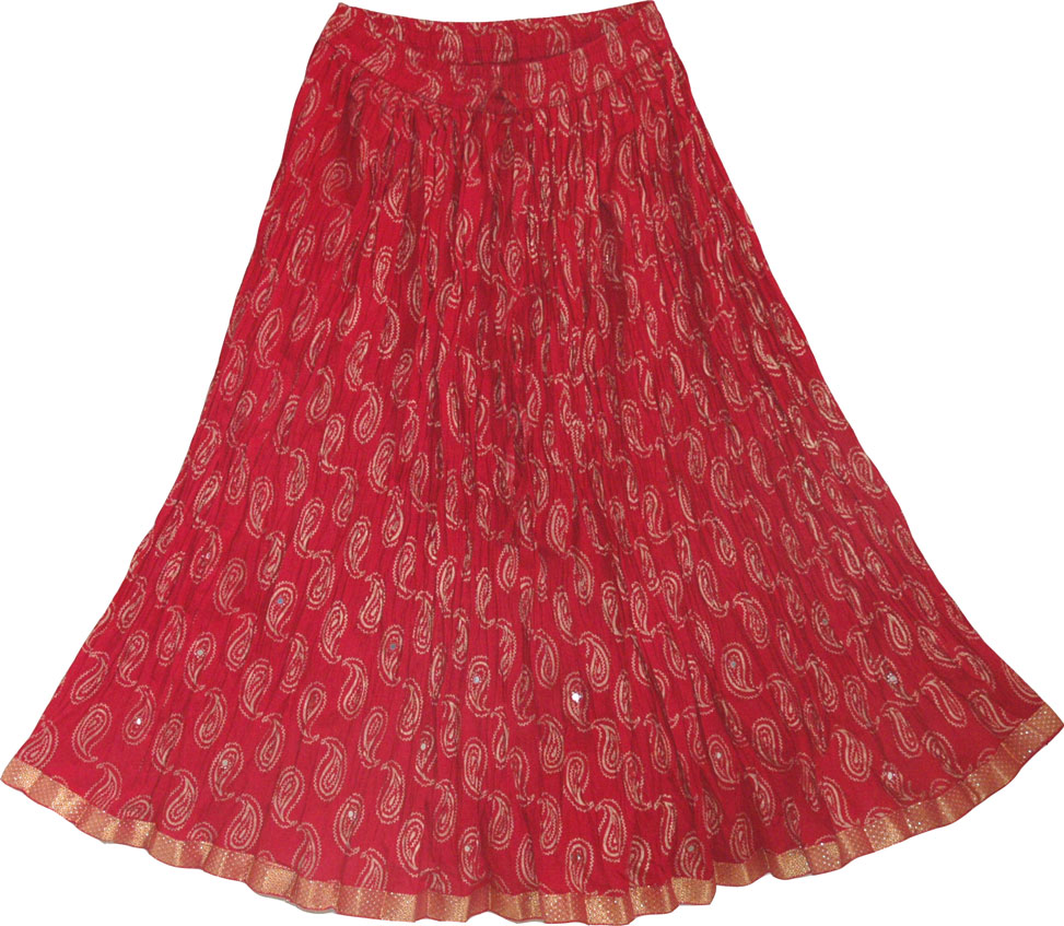 Dark Pink Short Crinkle Skirt