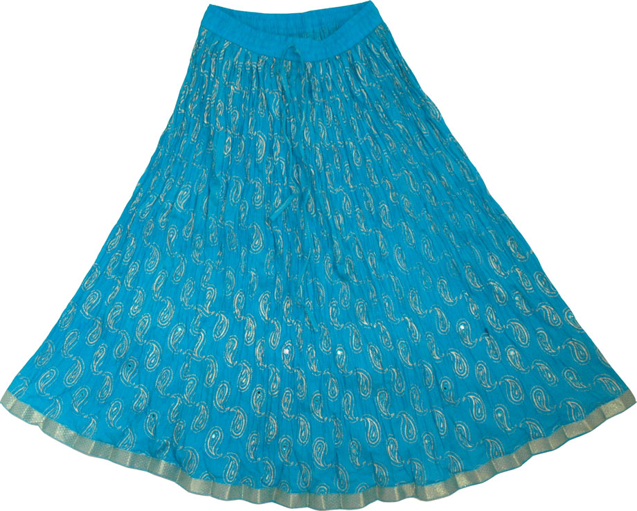 Chilled Blue Short Crinkle Skirt